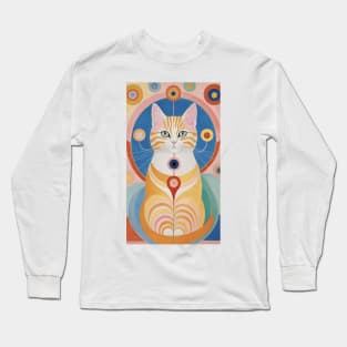 Hilma af Klint's Kitty Cosmos: Abstract Feline Delight Long Sleeve T-Shirt